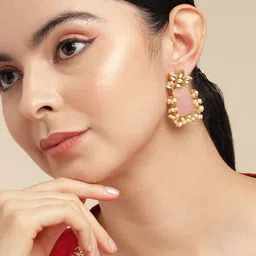 Anouk Gold-Plated Beaded Geometric Drop Earrings-17