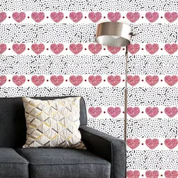 ArtzFolio Printed UV-Resistant Anti-Bacterial Red Dots And Hearts Peel & Stick Wallpaper-image-63