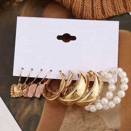 GOLDIWALA Set Of 10 Gold Plated Contemporary Half Hoop Earrings-73