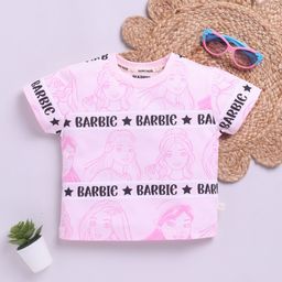 Happy Faces Girls Barbie Printed Pure Cotton T-shirt-image-41