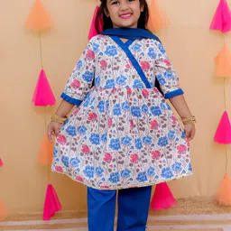 Aj DEZInES Girls Ethnic Motifs Printed Regular Pure Cotton Kurta with Salwar & With Dupatta-picture-34