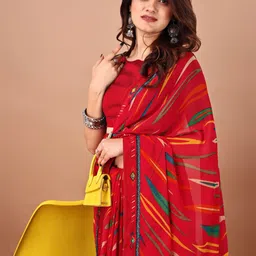 LeeliPeeri Designer Abstract Printed Saree With Blouse Piece image 4