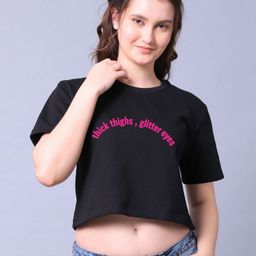 Lazy Lush Women Typography Printed Cotton Crop Top-image-79