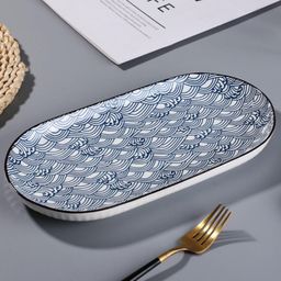 olwick Ceramic Japanese Style 12-Inch Ceramic Plate, Waves Dinner Set-picture-38