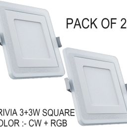 PRIVIA 3+3W Square Double Color Led Panel Light Cool White+RGB Pack of 2 Recessed Ceiling Lamp-image-48