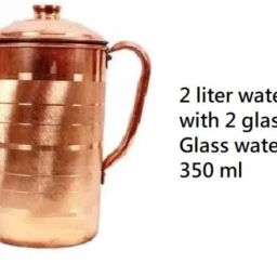 2100 ml Copper Water Jug with 2 Glass Joint Free Leak Proof Jug Glass Set-image-11
