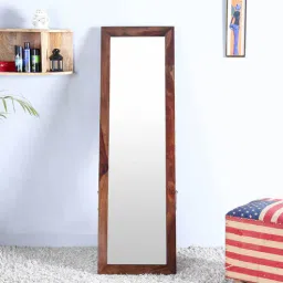 woodenmood Brown Mango Wood Artistic Floor Mirror-picture-33