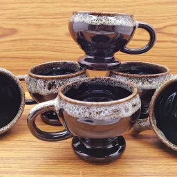 Pack of 6 Ceramic Tea/Coffee Cups Worldcup Shape Latest Design HOME/OFFICE 120ML (Brown)-image-92