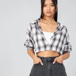 chimpaaanzee Women Regular Fit Checkered Spread Collar Casual Shirt-picture-21