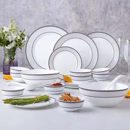 larah by borosil Pack of 35 Opalware Premia Starlight Made of toughened opal glass with extra strong and long lasting Dinner Set-picture-44