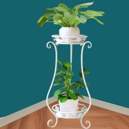 Trendy Flower Stands Indoors, Outdoors, Balcony & Home Decor Double Tockry White Plant Container Set-image-26