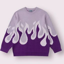 Men Colorblock Round Neck Purple Sweater-image-72