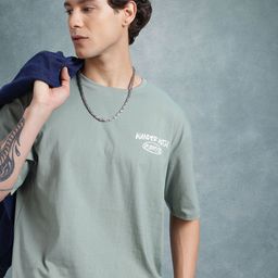 The Roadster Life Co. Placement Print Drop-Shoulder Sleeves Pure Cotton Relaxed Fit Tshirt-image-16
