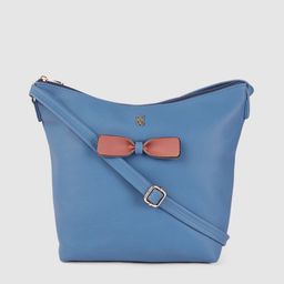 Baggit Women Blue Structured Sling Bag with Bow Detail-49