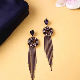 Yellow Chimes Purple Contemporary Drop Earrings-picture-18