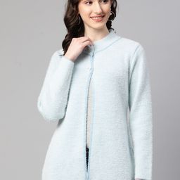 Pierre Carlo Women Turquoise Blue Cardigan-image-11