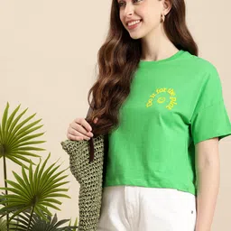 Mast & Harbour Drop-Shoulder Sleeves Pure Cotton T-shirt-picture-28