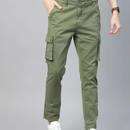 HERE&NOW Men Olive Cargos Trousers-image-42