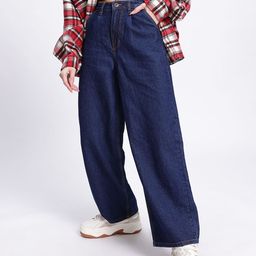glitchez Women Slouchy Style Pure Cotton Dark Shade Baggy Fit Jeans-image-89