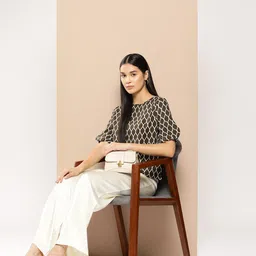 Chemistry Ethnic Print Puff Sleeve Top-image-63