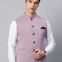 ESSAS club Men Lavender Solid Mandarin Collar Nehru Jacket-49