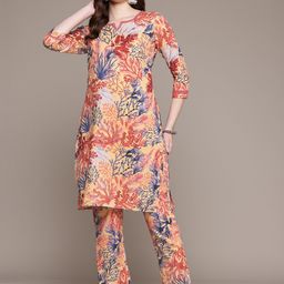 Readiprint Fashions Floral Printed Pure Cotton Kurta with Trousers-image-24