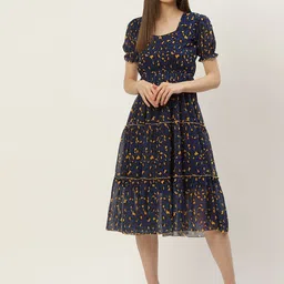 Slenor Women Multicoloured Georgette A-Line Maxi Dress-image-59