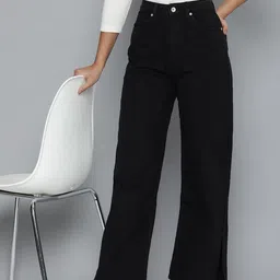Flying Machine Women Black Wide Leg High-Rise Stretchable Jeans-image-90