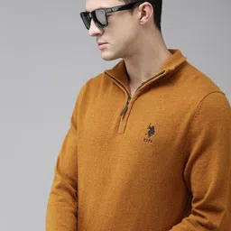 u.s. polo assn. U S Polo Assn Men Mustard Yellow Pullover Sweater-picture-43