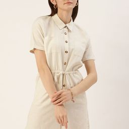 Madame Shirt Collar Waist Tie-Up Playsuit-image-19