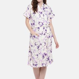 Sand Dune Women Lavender & Cream-Coloured Printed Bath Robe 7106-image-75