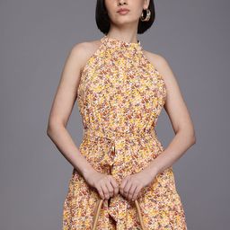 Allen Solly Woman Floral Printed Halter Neck Fit & Flare Dress-image-13