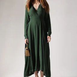 Vero Moda Green Solid Full Sleeves Maxi Dress-image-36