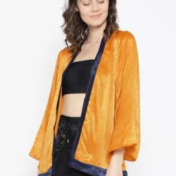 Erotissch Yellow Solid V Neck Robe-image-16