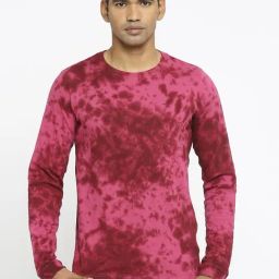 Basics Wine Cotton Muscle Fit Printed T-Shirt-image-76