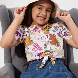 The Souled Store Girls White Cotton Printed Crop Top-image-98