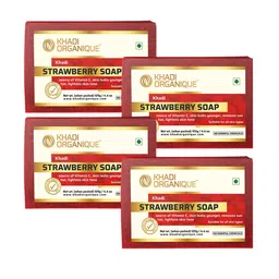 Khadi Organique Set of 4 Strawberry Handmade Soap with Essential Oils 125 g (Each)-94