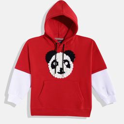 White Snow Girls Panda Self-Design Hooded Sweatshirt-image-73