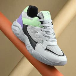 OFF LIMITS Men's ROGER Light Grey, Black & Purple Running Shoes-picture-2