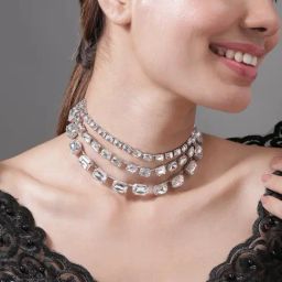 Rubans Rhodium Plated White Necklace for Women-picture-10