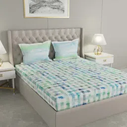 GMF Blue Cotton 144 TC Bed Sheet Set-image-83