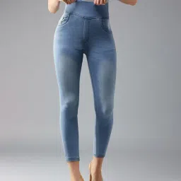 DOLCE CRUDO Light Blue High Rise Denim Jeggings-picture-42