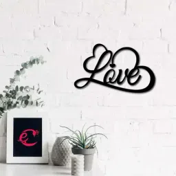 eCraftIndia 'Love with Hearts' Black Engineered Wood Wall Art Cutout, Ready to Hang Home Decor-13