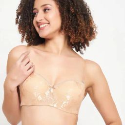 Clovia Beige Lace Solid Padded Full Cup Underwired Balconette Bra-picture-9