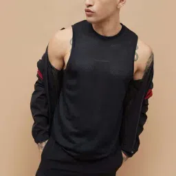 Fame Forever By Lifestyle Black Regular Fit Texture Tank Tee-picture-33