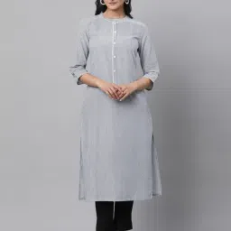 Aurelia White Cotton Printed Straight Kurta-image-66