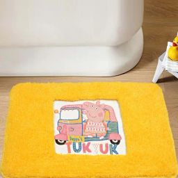 Saral Home Peppa Pig Yellow & Pink Microfibre Anti-Slip Bathmat - Set of 1-image-43