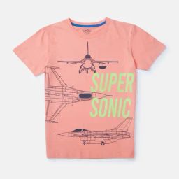 Palm Tree Boys Peach Printed T-Shirt-image-18