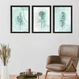 eCraftIndia Watercolour Flower Line Art Set of 3 Satin Matt Texture UV Art Painting-47