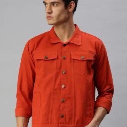 VOXATI Orange Full Sleeves Shirt Collar Denim Jacket-picture-28